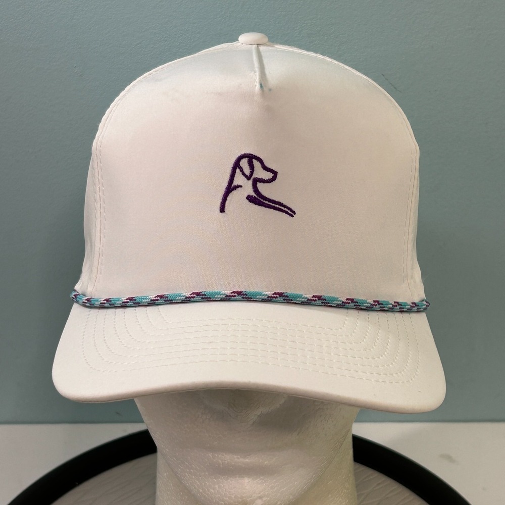 Rhoback Snapback Hat White Adjustable Structured High Crown Baseball Cap Rope